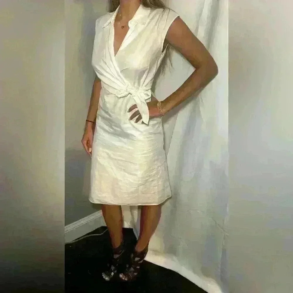JW Anderson White Half Wrap Dress with Side Zipper - size 2